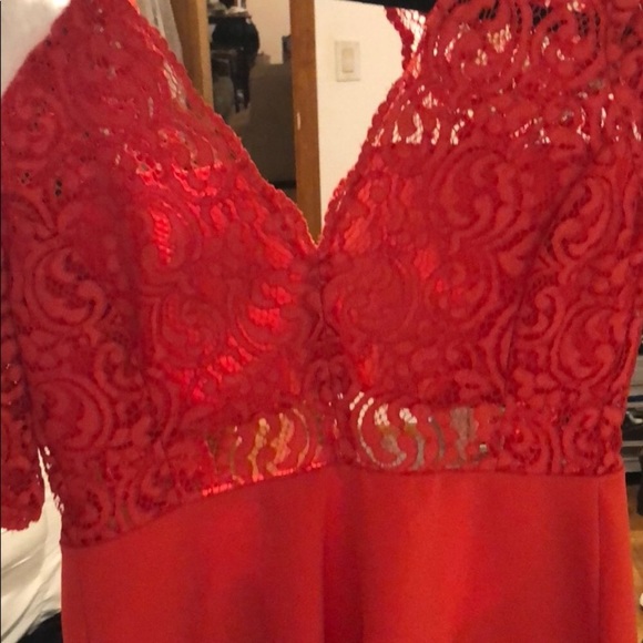 Zara Red Lace Top Skater Dress - Picture 3 of 4